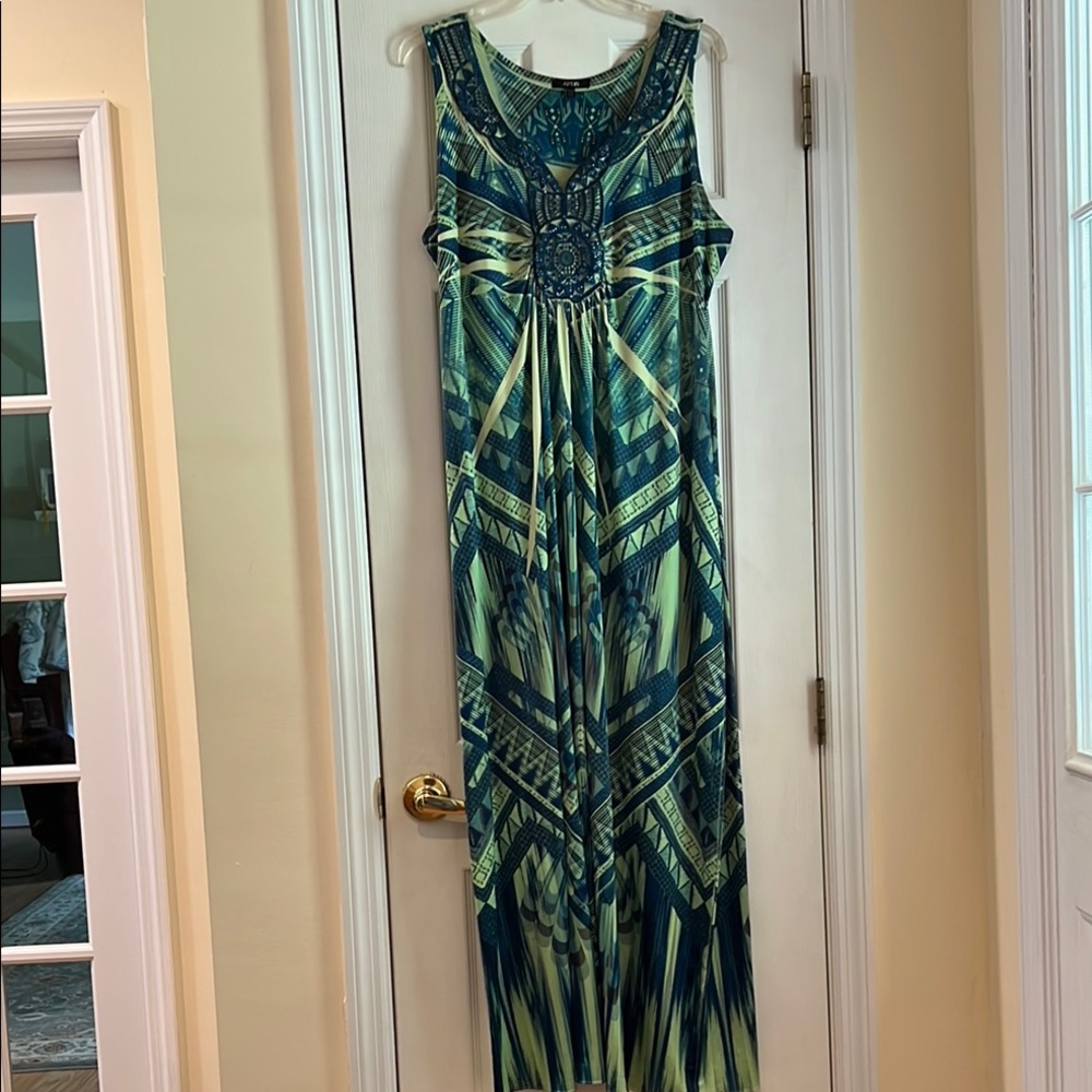 Apt. 9 Green Sleeveless Scoop Neck Maxi Sundress